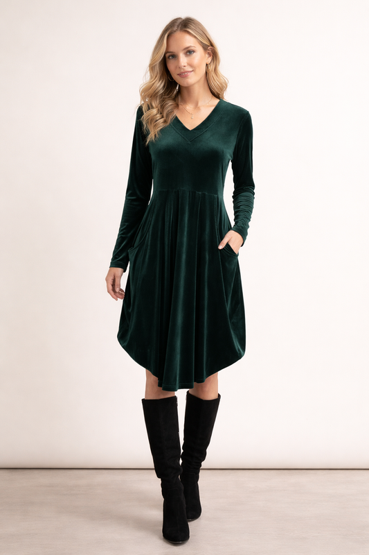 Bittermoon Velvet Carly Dress - Bottle Green
