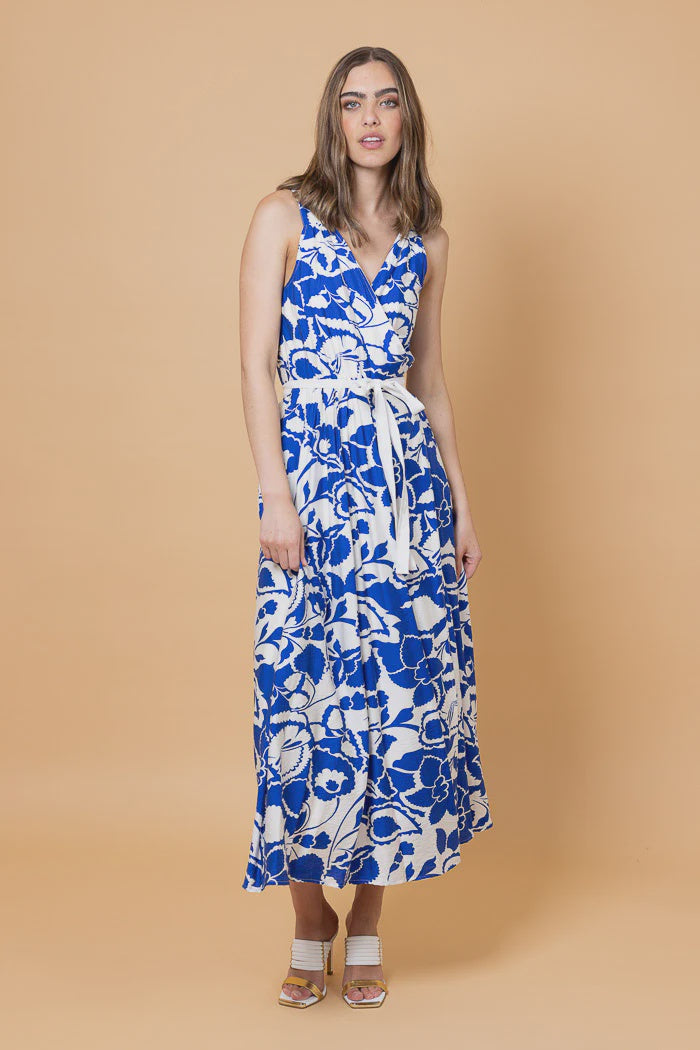 Grace Wrap Dress - Blue Print