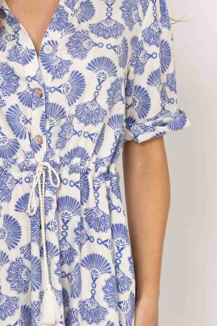 Kayden Shirt Dress - Blue Print