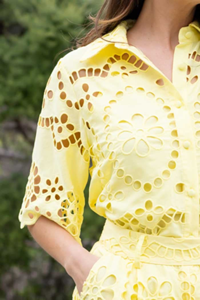 Liam Embroidered Shirt - Butter Yellow