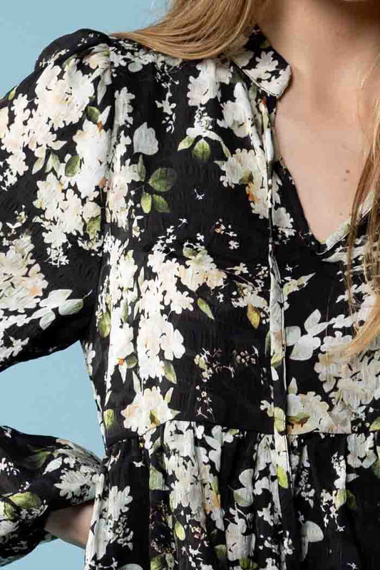 Aria Mini Dress - Black Floral