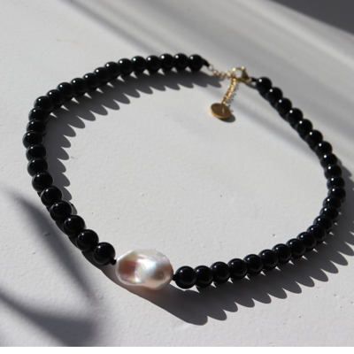 Black Edit -Black Onyx Baroque Pearl Necklace
