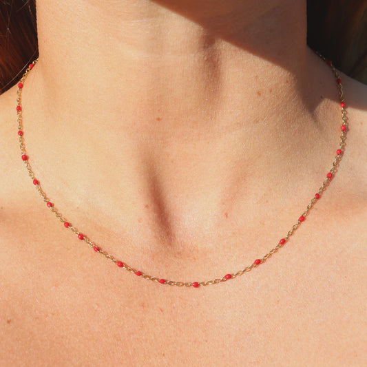 Steel Me Boho Red Necklace