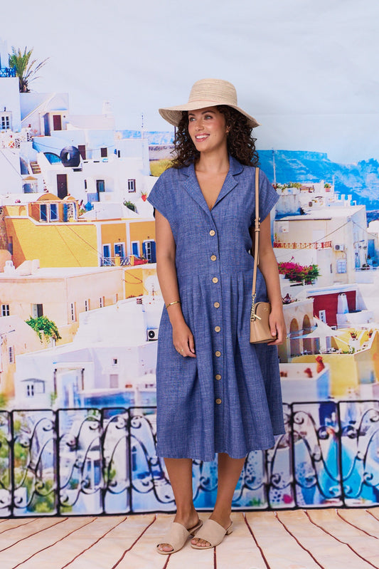 Venice Linen Dress - Denim