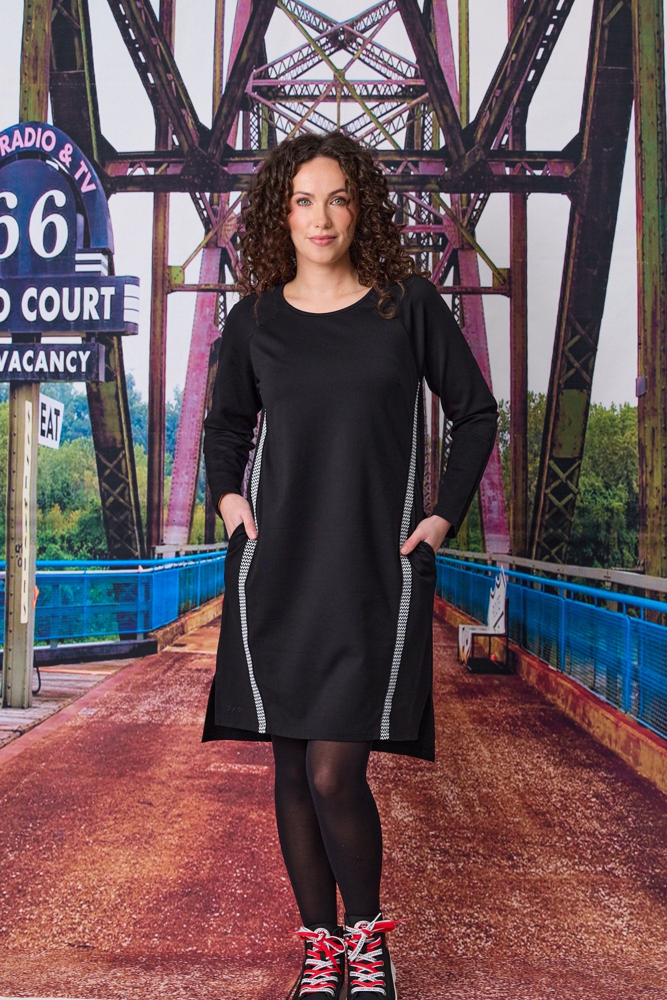 Reno Tape Trim Dress - Black