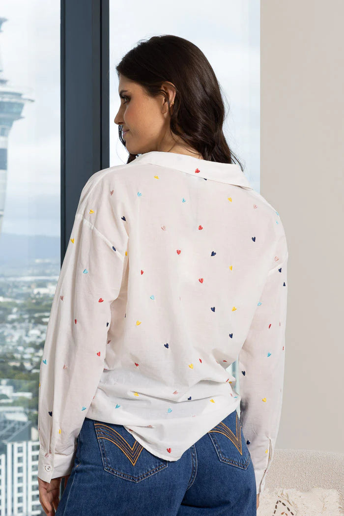 Zoey Shirt White/Hearts