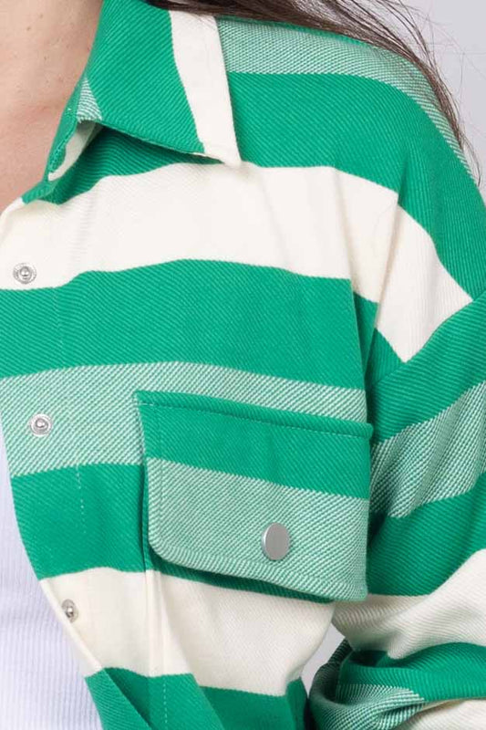 Amelia Stripe Shacket - Green