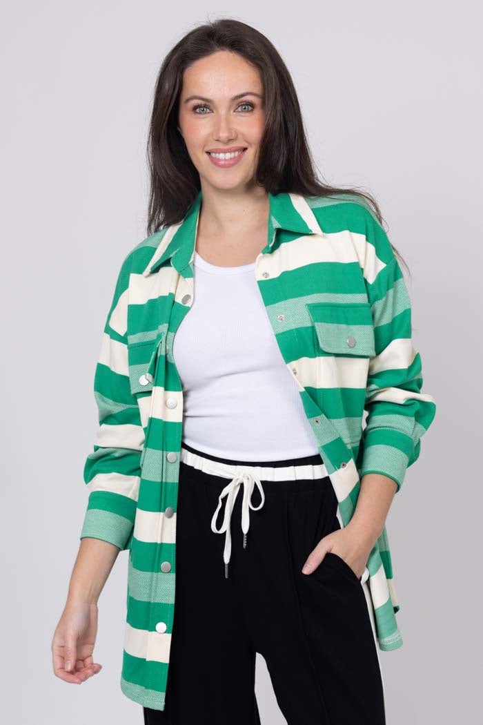 Amelia Stripe Shacket - Green