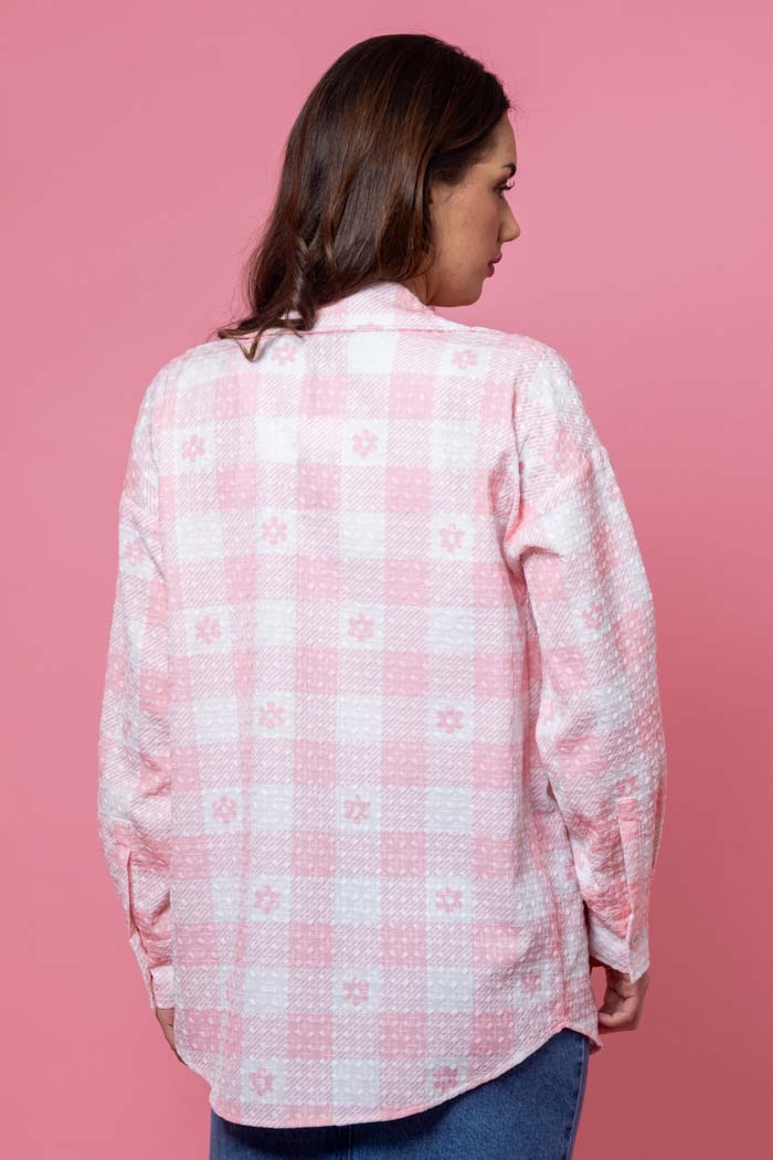 Elle Embroidered Shirt - Check Print
