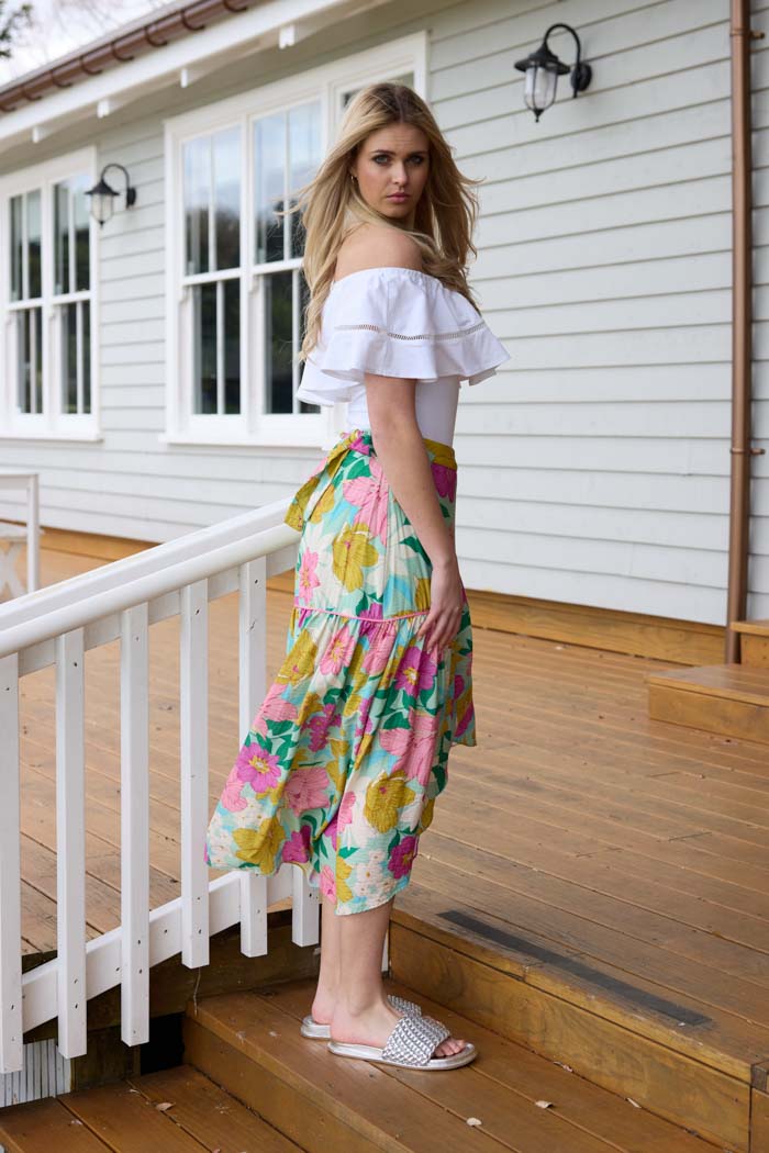 Skylar Wrap Skirt - Green Floral