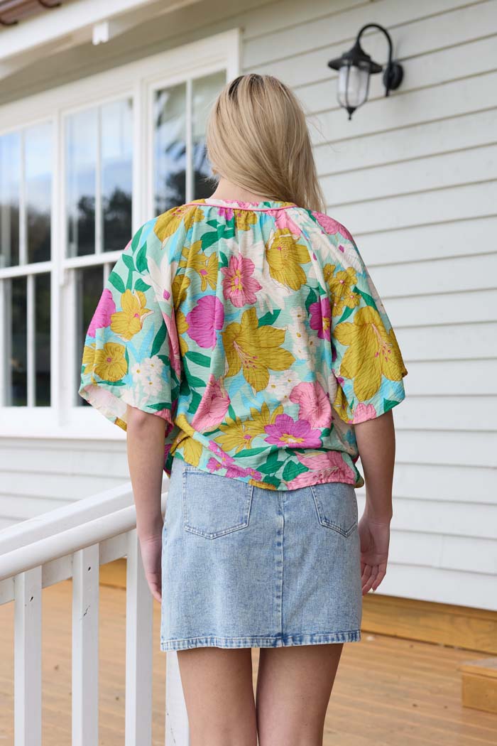 Val Blouse - Green Floral