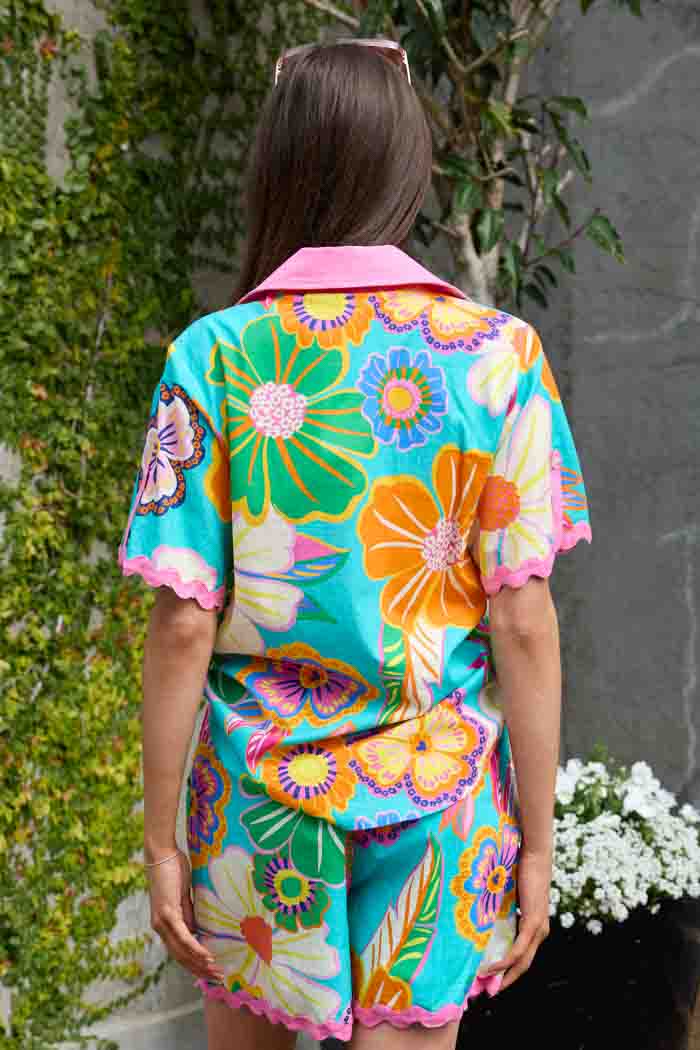 Tina Shirt - Teal Floral