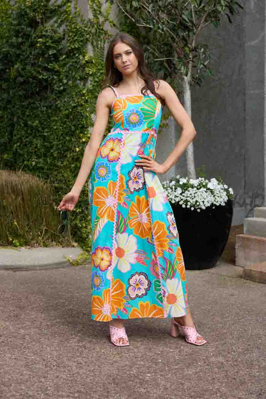 Poppy Maxi Dress - Teal Floral
