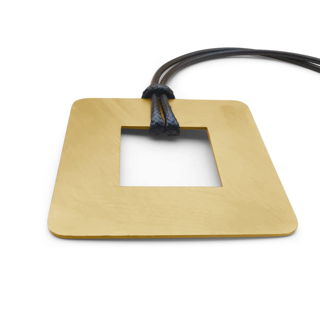 Carre Square Leather Necklace