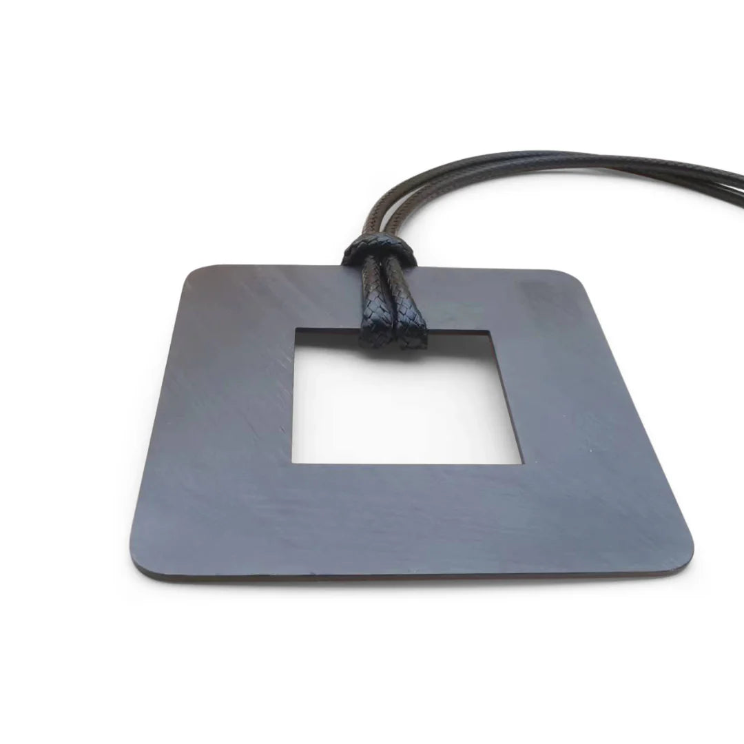 Carre Square Leather Necklace