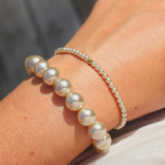 Perle- Petite Champagne Pearl Stretchy Bracelet