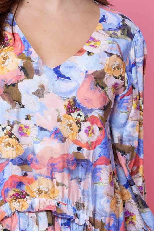 Clarissa Dress - Blue Abstract