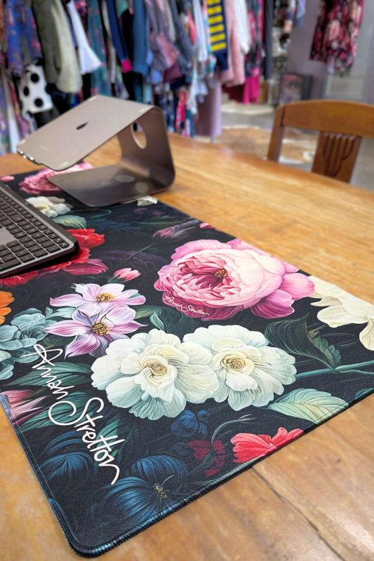 AS - Computer Desk Mat - Midnight Floral Waltz