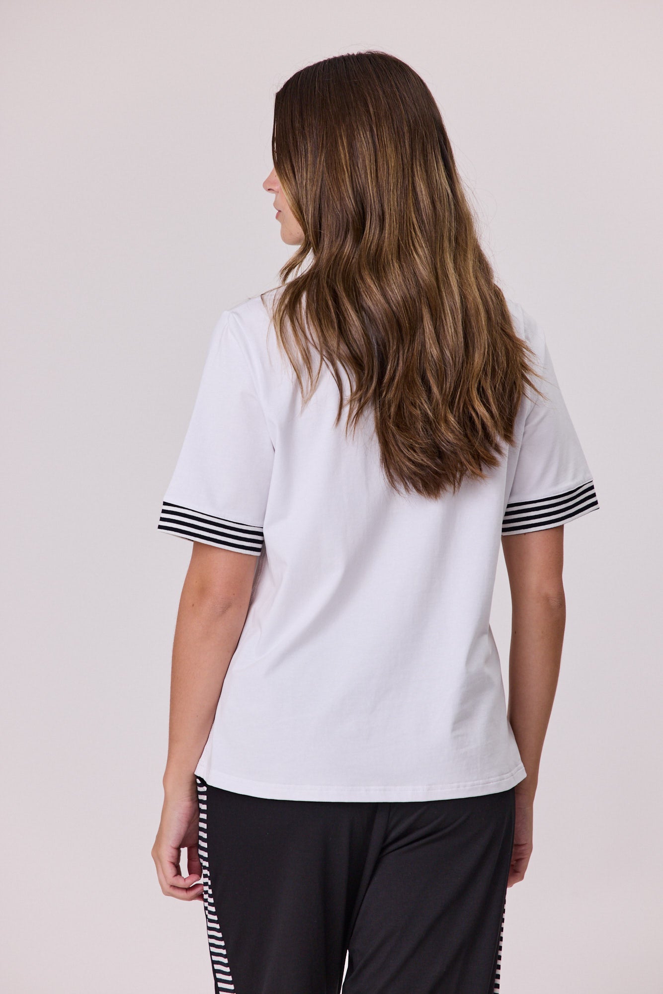 Stripe Trim T-shirt - White/Black
