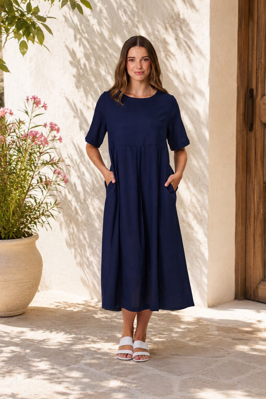 Havana Linen Mix Long Dress