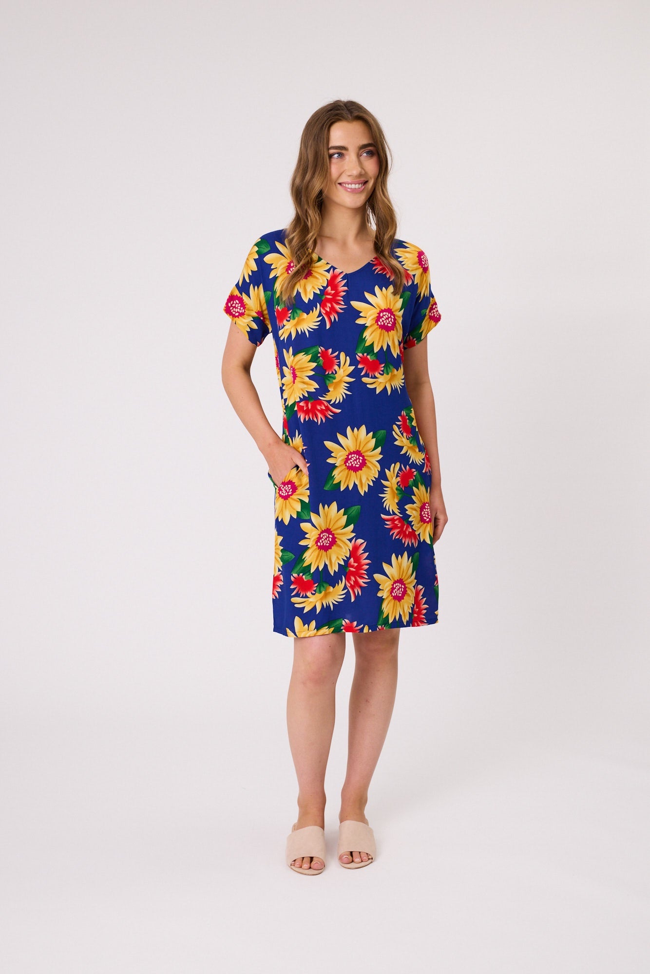 Blakely Print Dress - Cobalt
