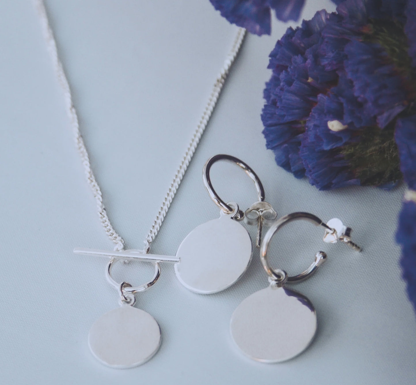 Demi Sterling Silver Disc Fine Fob Necklace