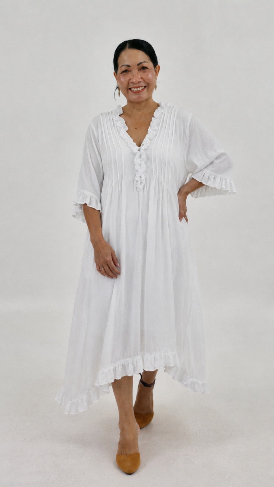 GIO - Divine Diva Frill Trim Dress - Maxi