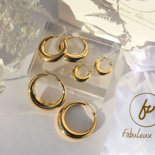FV - Yellow Gold 40mm Hollow Hoops