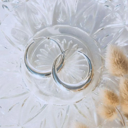 FV- Silver 40mm Hollow Hoop Earrings