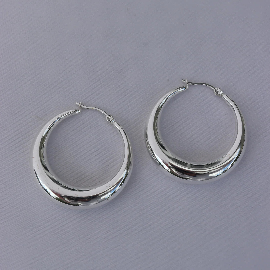 FV- Silver 40mm Hollow Hoop Earrings