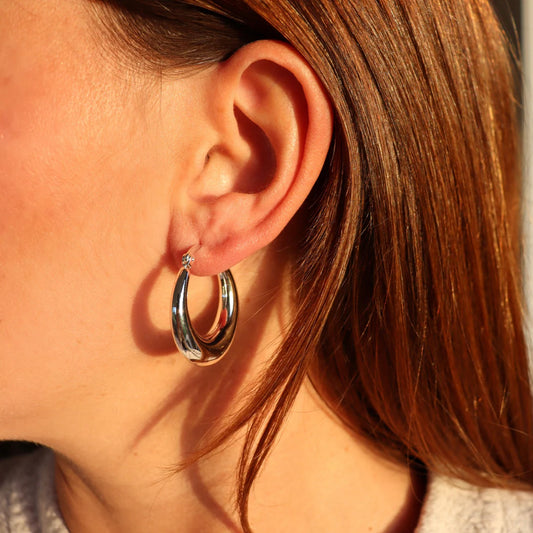 FV Silver 30mm Hollow Hoop Earrings