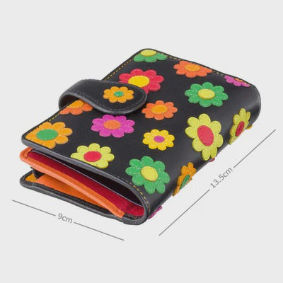Women's Leather Cash & Coin Wallet - Flower
