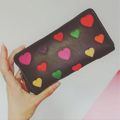 Women's Leather Zip Around Wallet - the Heart