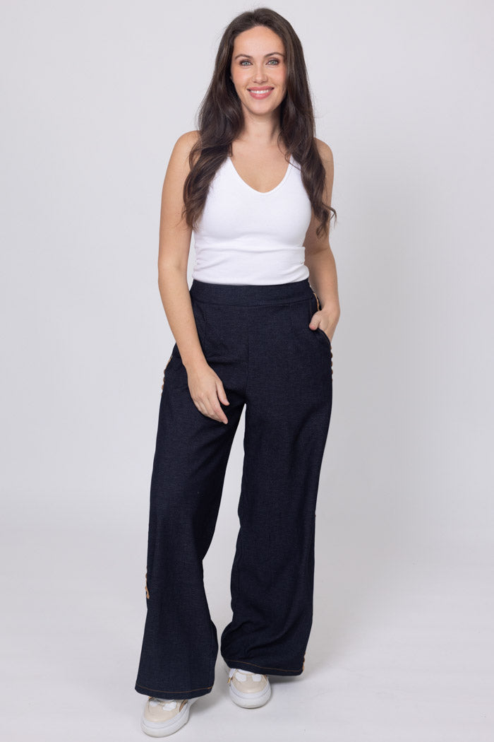 Nate Dark Denim Pant - Caramel Ric Rac