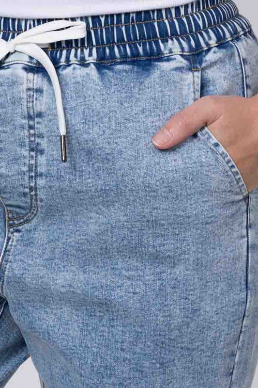 Talia Denim Jogger - Light Blue