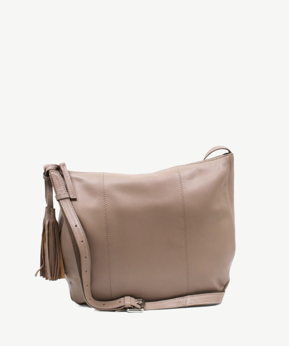 Jasmine Leather Cross Body Bag - Mushroom