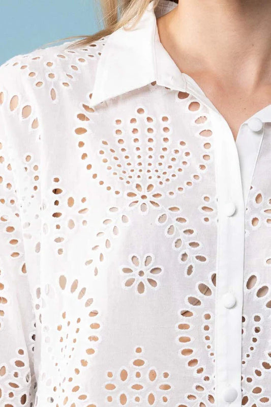 Louise Shirt - Embroidered - White