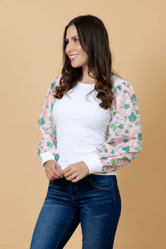 Millie Top White Floral