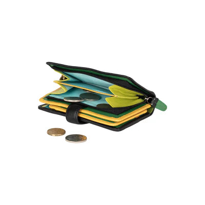 Polka Dot Leather Wallet/ Coin Zip Purse