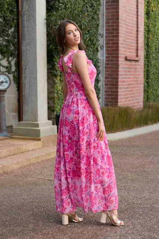 Gisele Maxi Dress - Chiffon Floral Pink