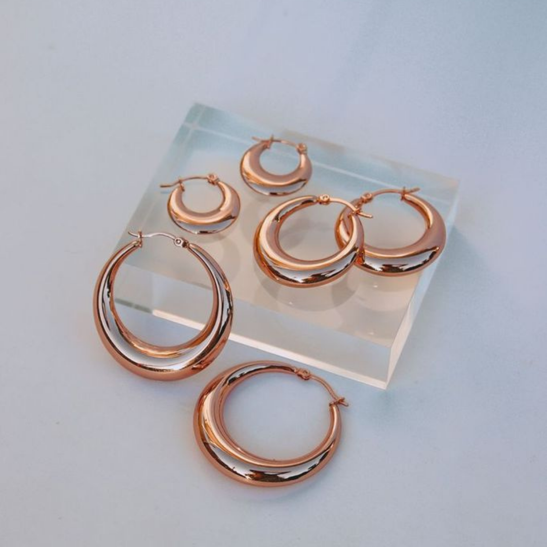 FV-Rose Gold 40mm Hollow Hoops
