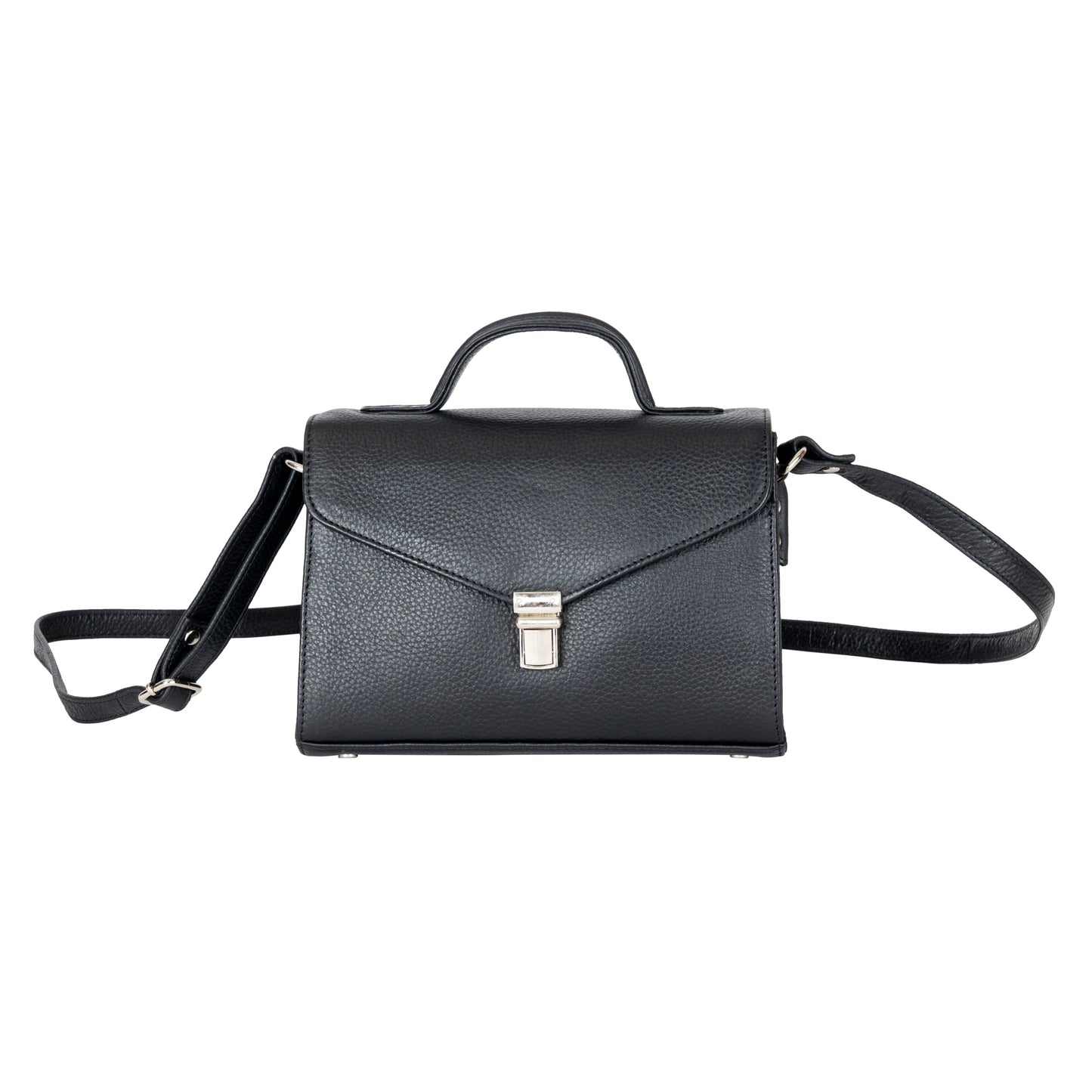 Harper - Black Leather Top Handle Crossbody Bag
