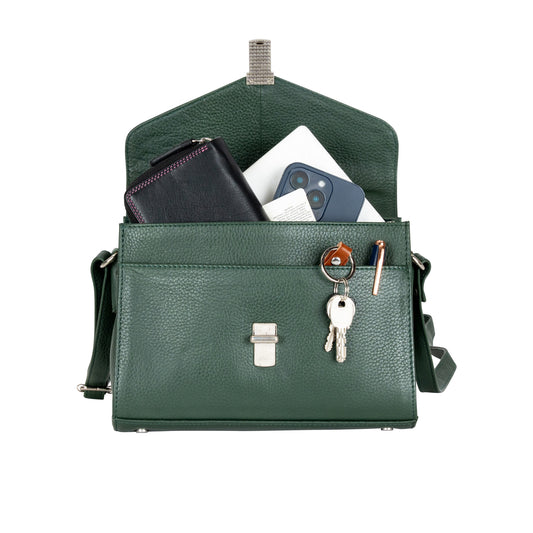 Harper - Sea Green Leather Top Handle Crossbody Bag