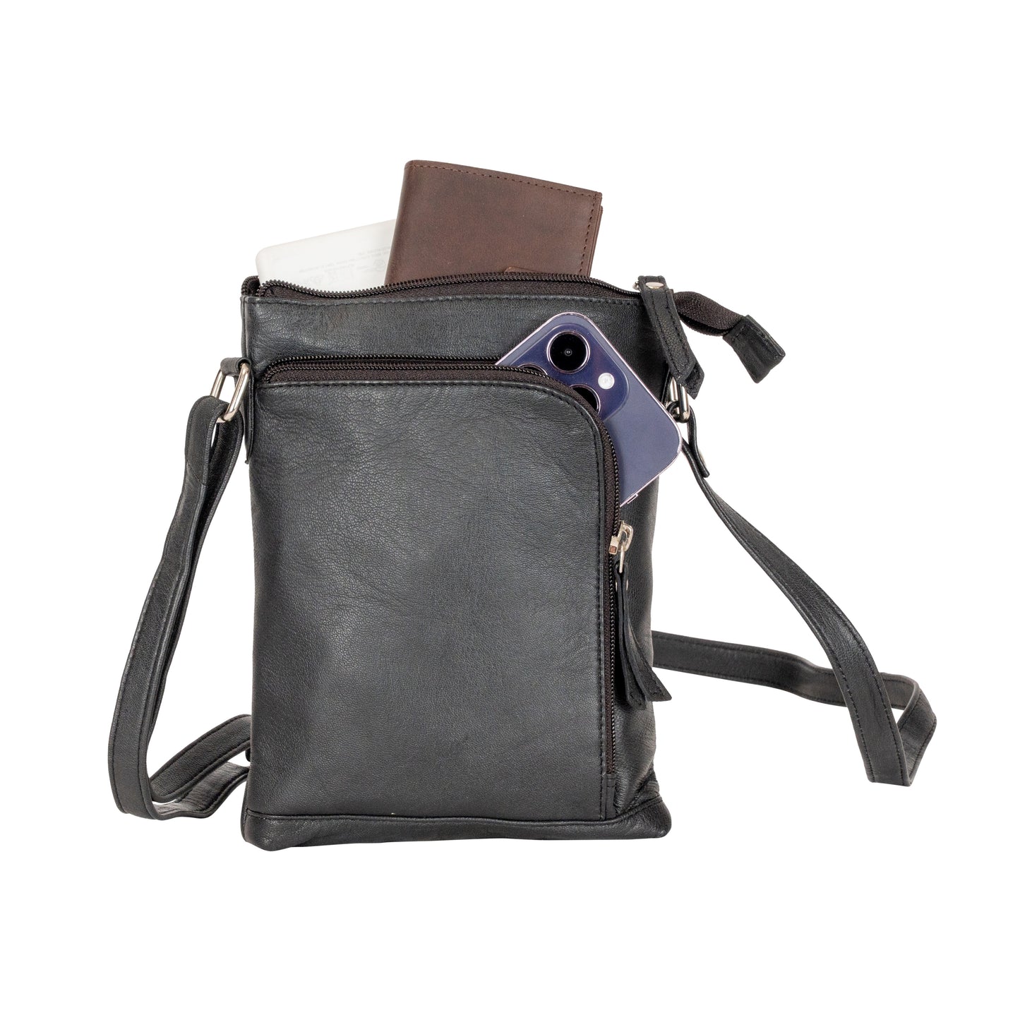 Greenwood Leather Cross Body Bag - Black