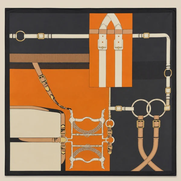 Carter Navy Orange Bridle Scarf