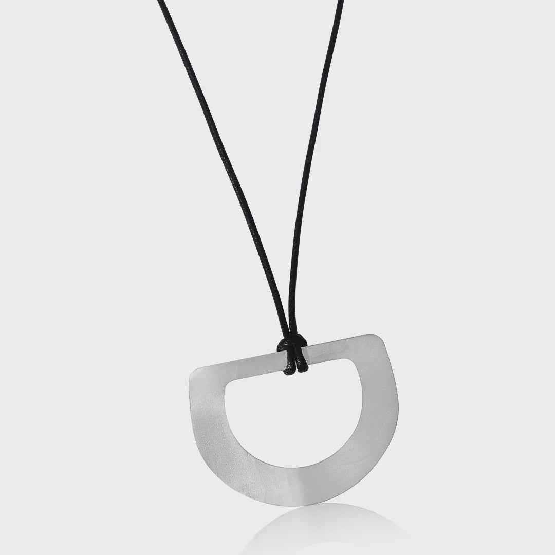 Circula Silver D Leather Necklace