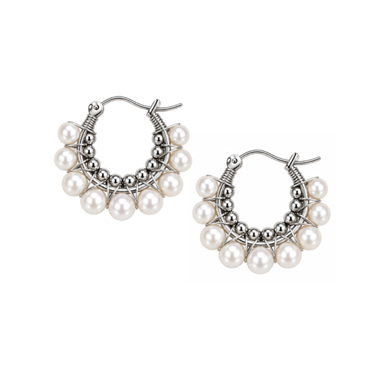 Steel Me - Silver Libby Pearl Earrings