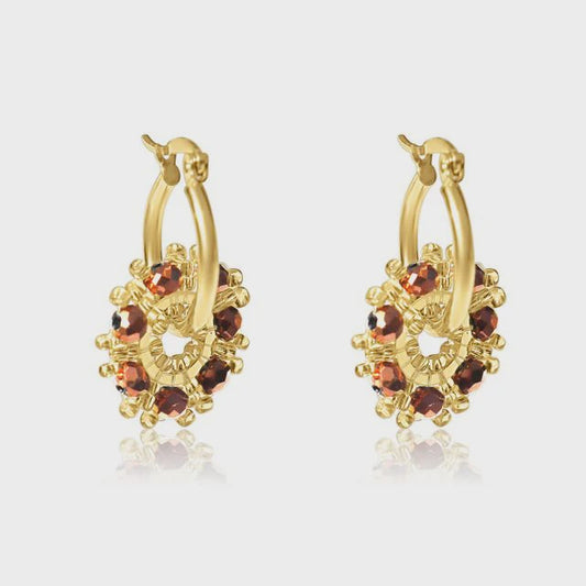 Steel Me Bronze Bead Hoop Earrings