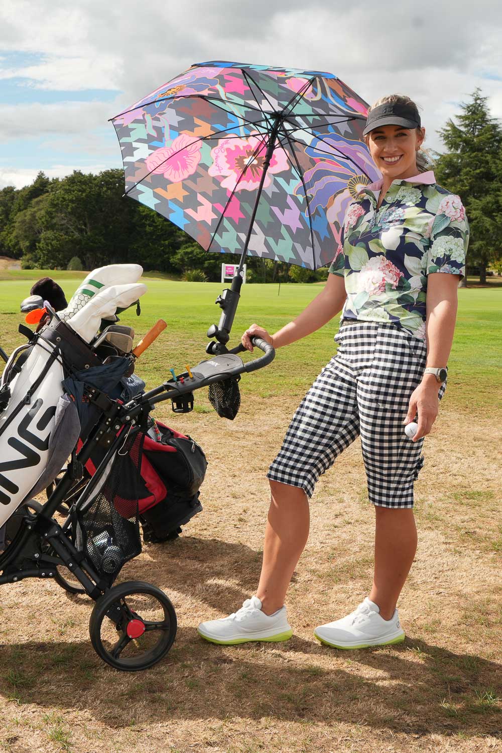 Annah Stretton Golf Umbrella - Houndstooth