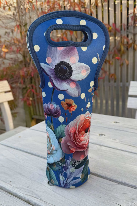 AS- Neoprene Wine Bag - Navy Spotty Floral